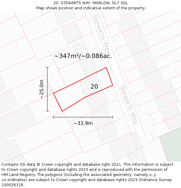 20, STEWARTS WAY, MARLOW, SL7 3QL: Plot and title map