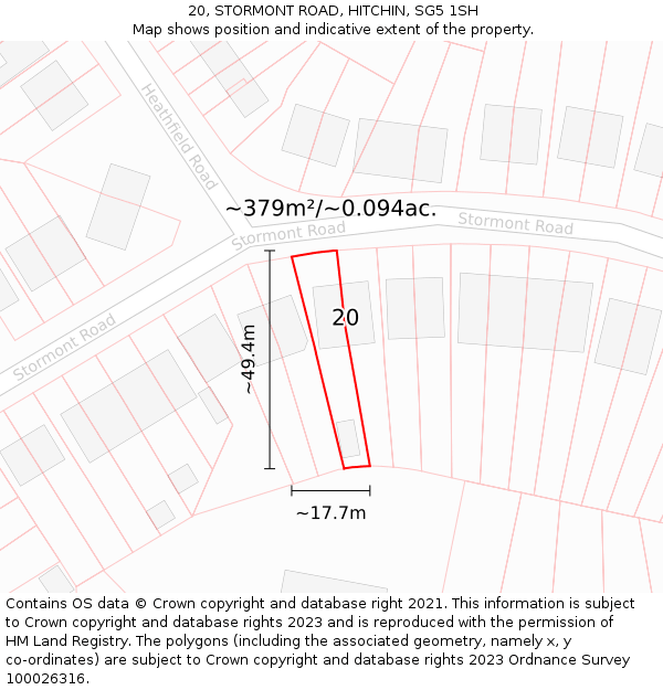 20, STORMONT ROAD, HITCHIN, SG5 1SH: Plot and title map