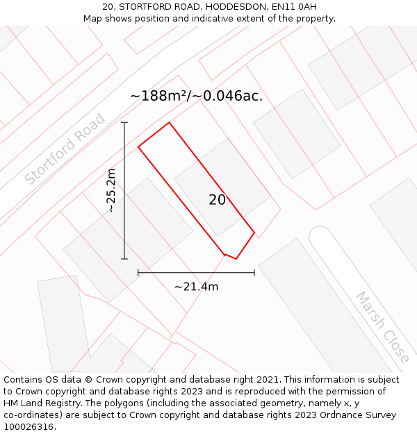 20, STORTFORD ROAD, HODDESDON, EN11 0AH: Plot and title map