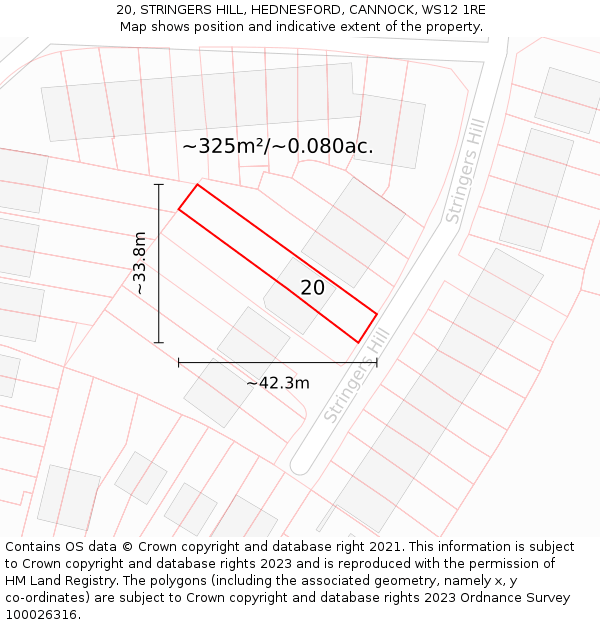 20, STRINGERS HILL, HEDNESFORD, CANNOCK, WS12 1RE: Plot and title map