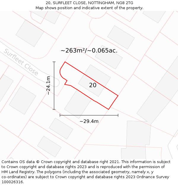 20, SURFLEET CLOSE, NOTTINGHAM, NG8 2TG: Plot and title map