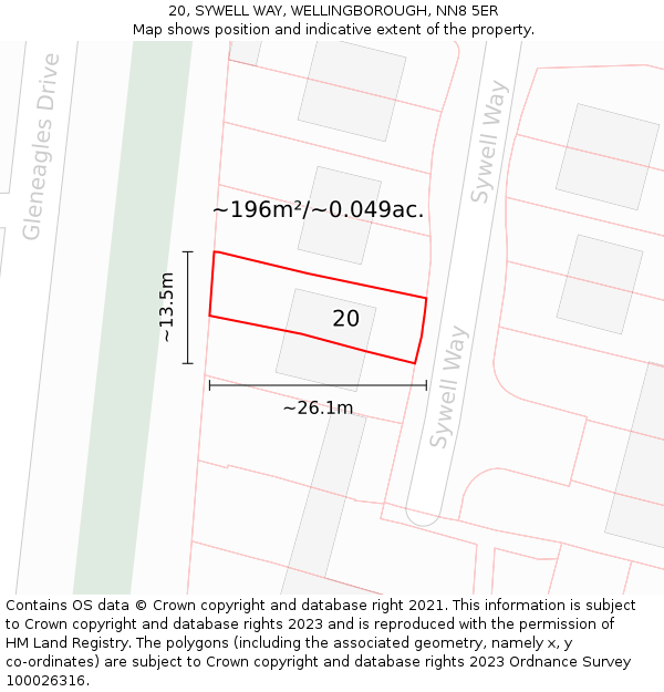 20, SYWELL WAY, WELLINGBOROUGH, NN8 5ER: Plot and title map