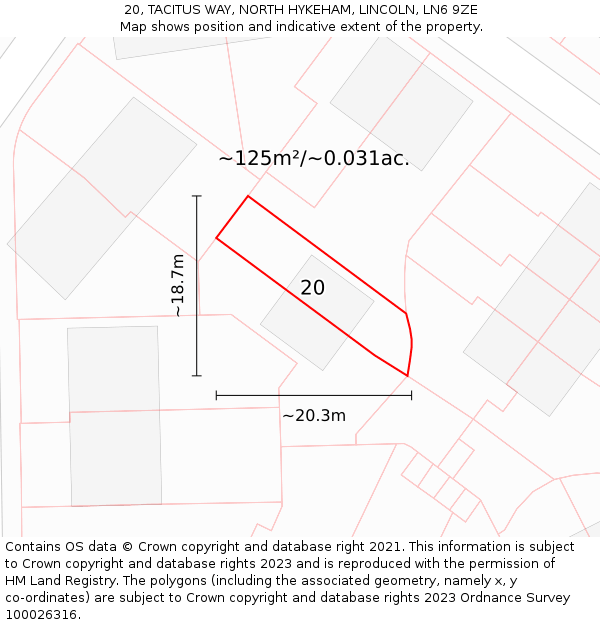 20, TACITUS WAY, NORTH HYKEHAM, LINCOLN, LN6 9ZE: Plot and title map