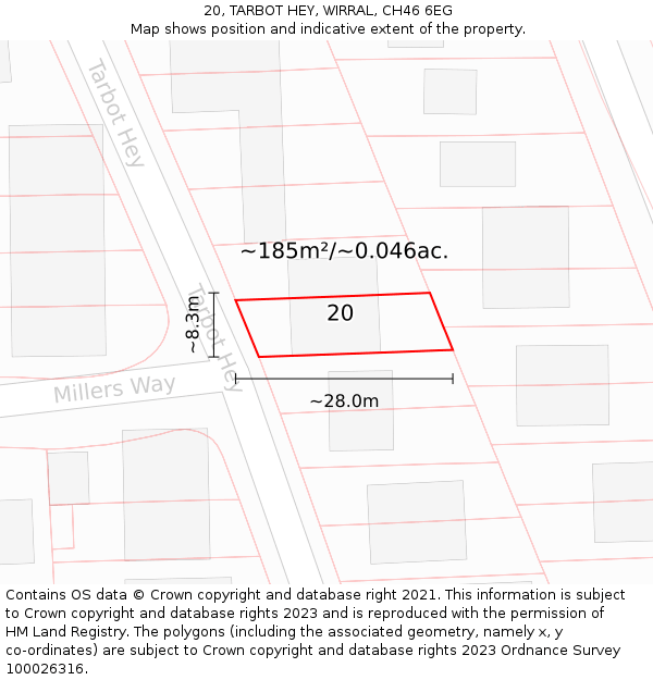 20, TARBOT HEY, WIRRAL, CH46 6EG: Plot and title map