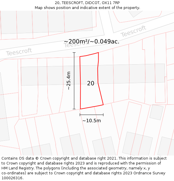 20, TEESCROFT, DIDCOT, OX11 7RP: Plot and title map