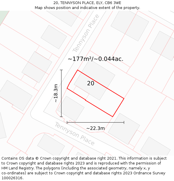 20, TENNYSON PLACE, ELY, CB6 3WE: Plot and title map