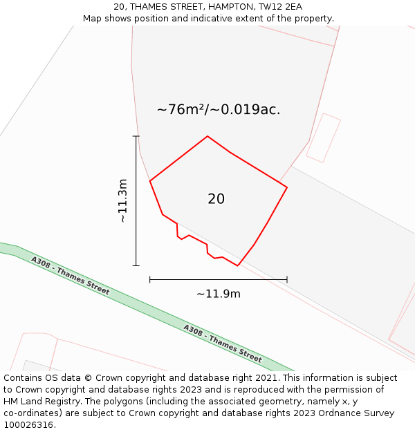 20, THAMES STREET, HAMPTON, TW12 2EA: Plot and title map