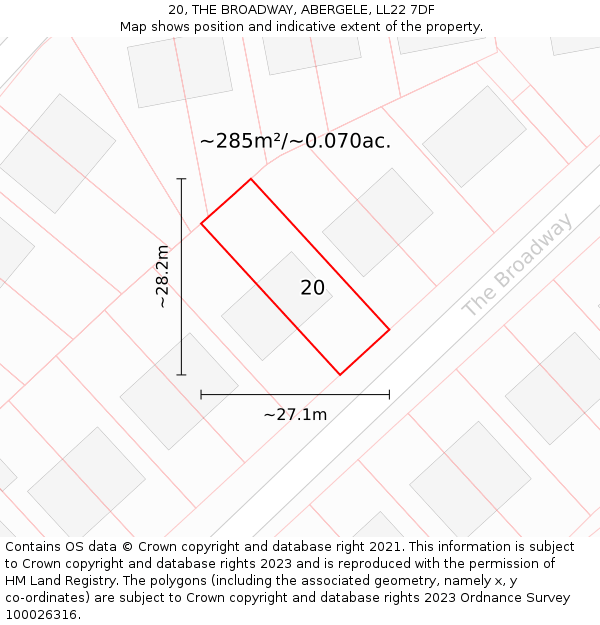 20, THE BROADWAY, ABERGELE, LL22 7DF: Plot and title map