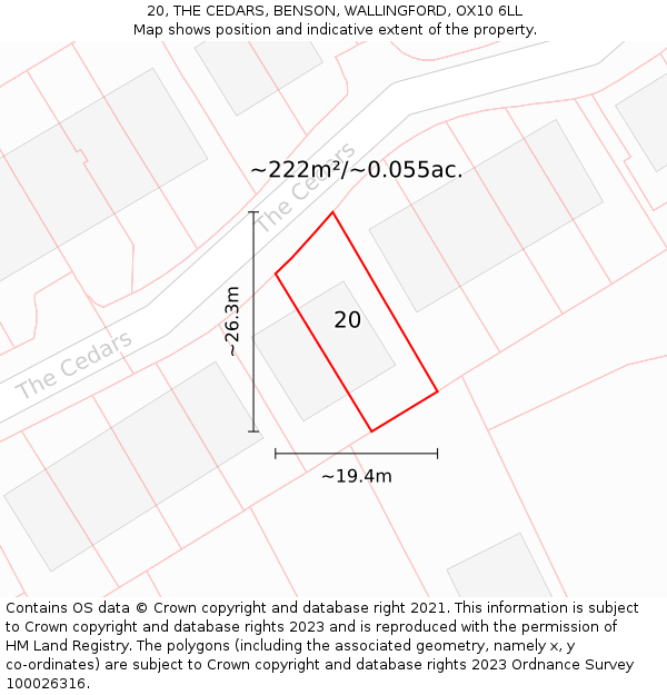 20, THE CEDARS, BENSON, WALLINGFORD, OX10 6LL: Plot and title map