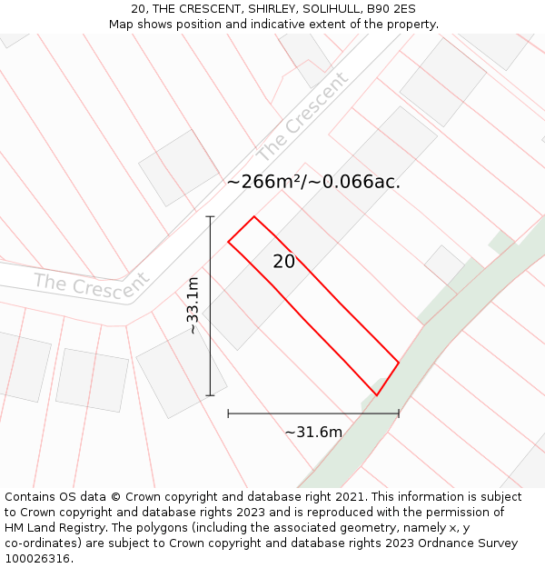 20, THE CRESCENT, SHIRLEY, SOLIHULL, B90 2ES: Plot and title map