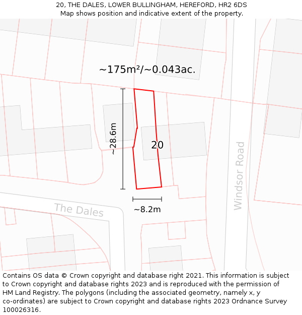 20, THE DALES, LOWER BULLINGHAM, HEREFORD, HR2 6DS: Plot and title map