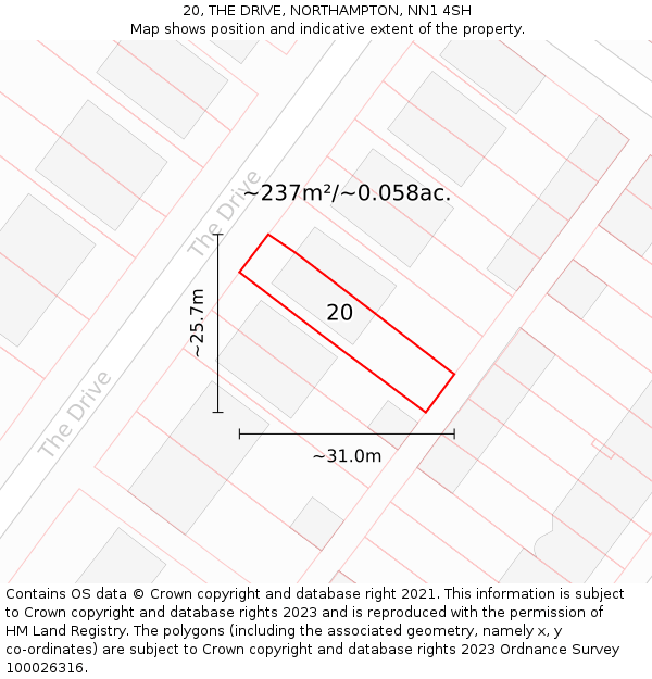 20, THE DRIVE, NORTHAMPTON, NN1 4SH: Plot and title map