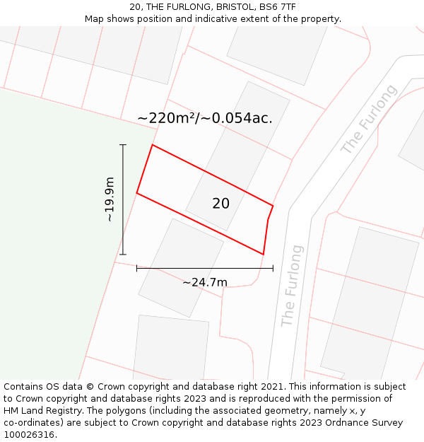 20, THE FURLONG, BRISTOL, BS6 7TF: Plot and title map