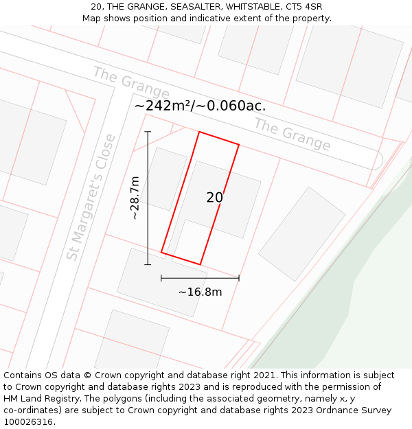 20, THE GRANGE, SEASALTER, WHITSTABLE, CT5 4SR: Plot and title map