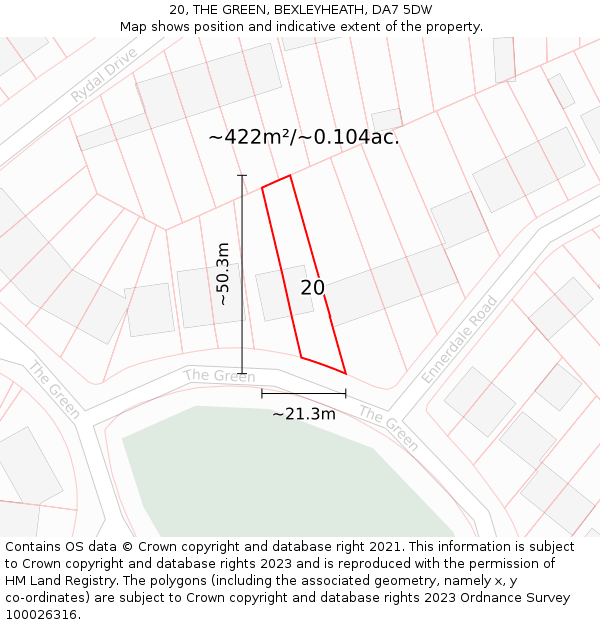 20, THE GREEN, BEXLEYHEATH, DA7 5DW: Plot and title map
