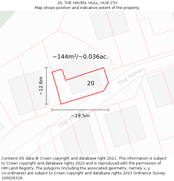 20, THE HAVEN, HULL, HU9 1TH: Plot and title map