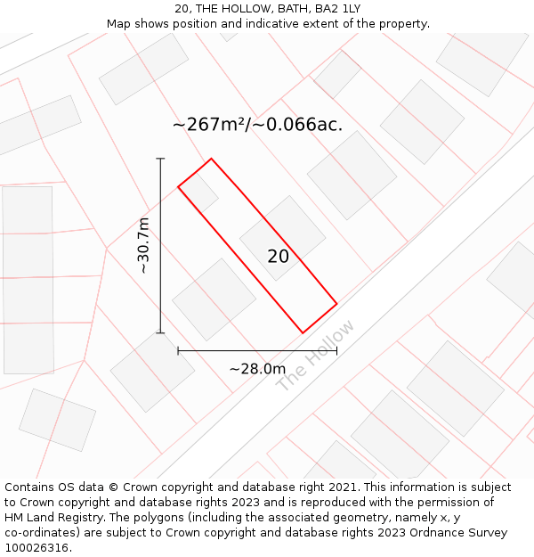 20, THE HOLLOW, BATH, BA2 1LY: Plot and title map