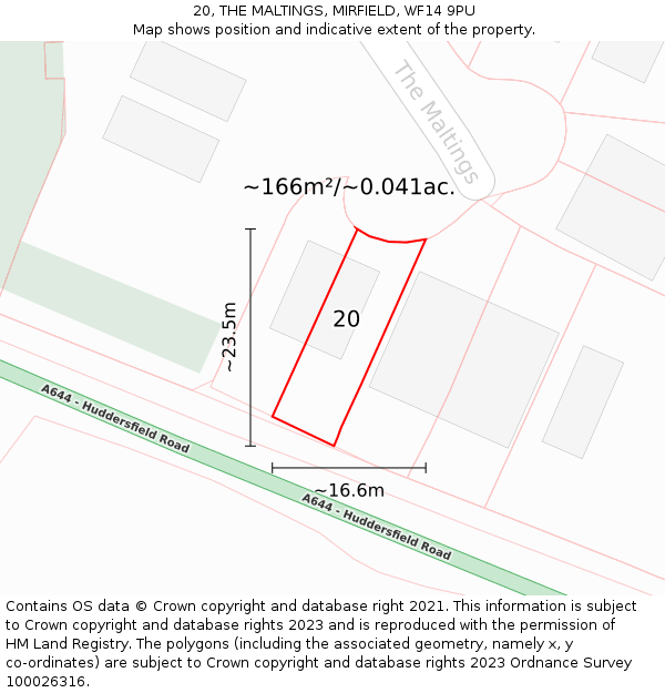 20, THE MALTINGS, MIRFIELD, WF14 9PU: Plot and title map