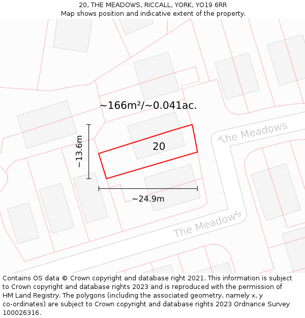 20, THE MEADOWS, RICCALL, YORK, YO19 6RR: Plot and title map