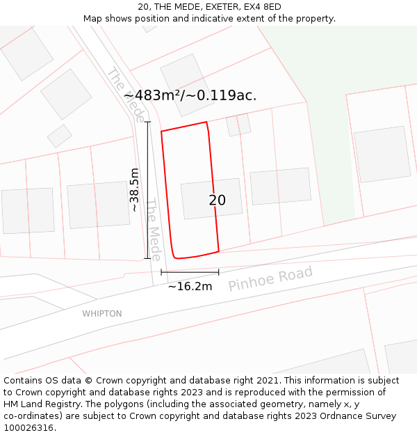 20, THE MEDE, EXETER, EX4 8ED: Plot and title map