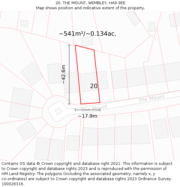 20, THE MOUNT, WEMBLEY, HA9 9EE: Plot and title map