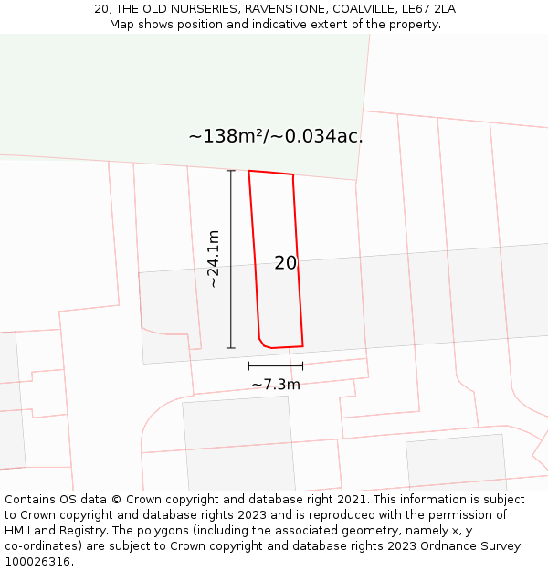 20, THE OLD NURSERIES, RAVENSTONE, COALVILLE, LE67 2LA: Plot and title map