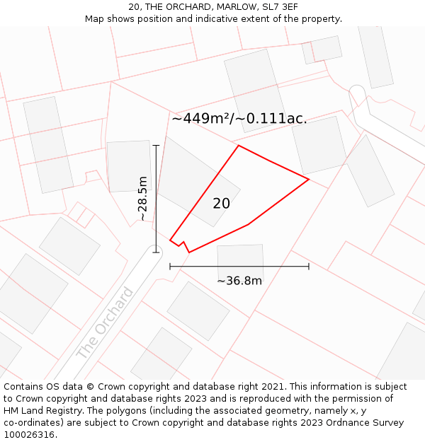 20, THE ORCHARD, MARLOW, SL7 3EF: Plot and title map