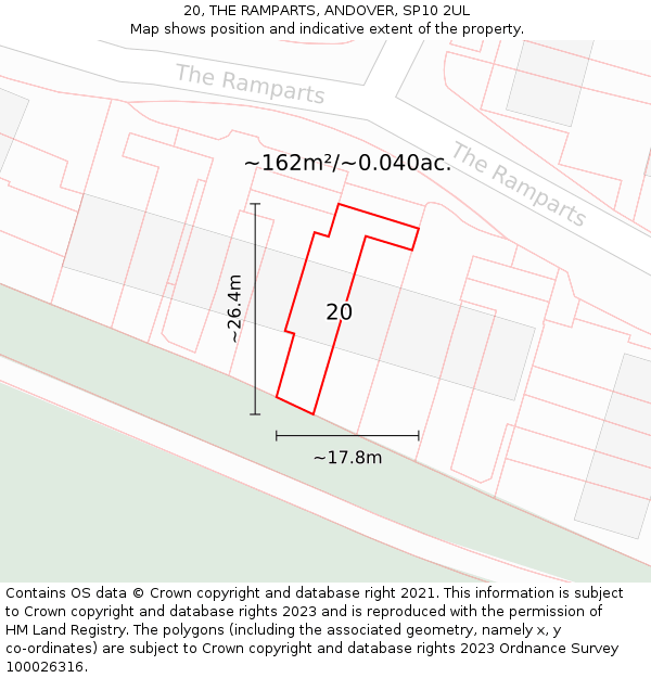 20, THE RAMPARTS, ANDOVER, SP10 2UL: Plot and title map
