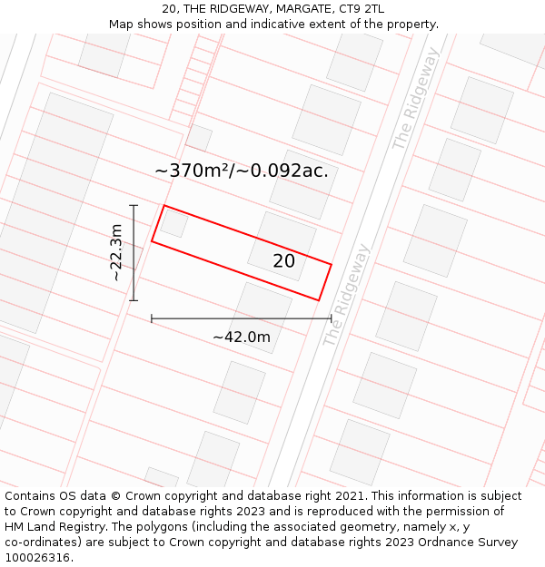 20, THE RIDGEWAY, MARGATE, CT9 2TL: Plot and title map