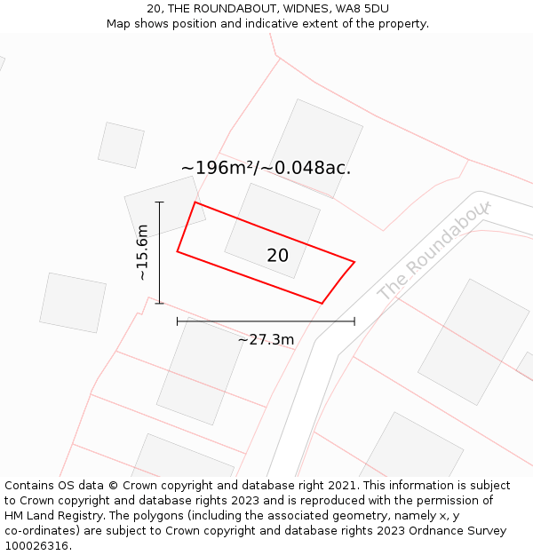 20, THE ROUNDABOUT, WIDNES, WA8 5DU: Plot and title map