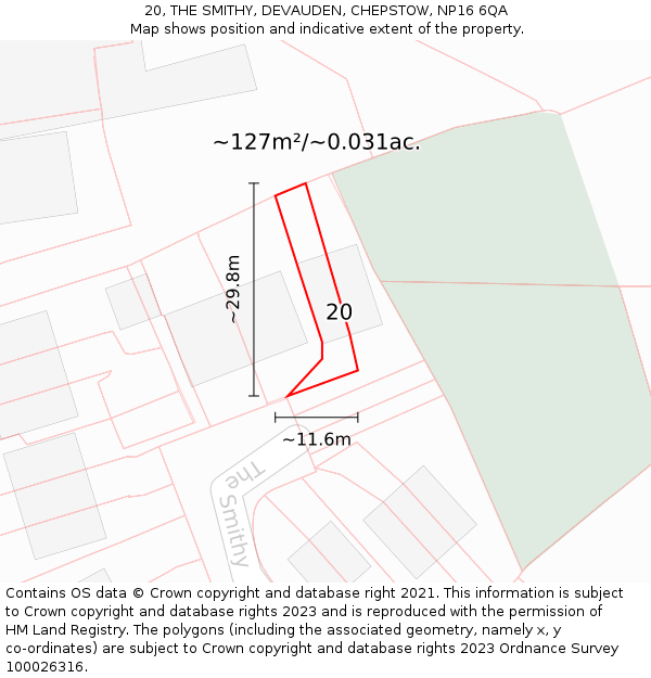 20, THE SMITHY, DEVAUDEN, CHEPSTOW, NP16 6QA: Plot and title map