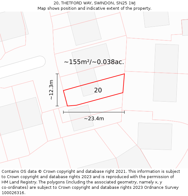20, THETFORD WAY, SWINDON, SN25 1WJ: Plot and title map