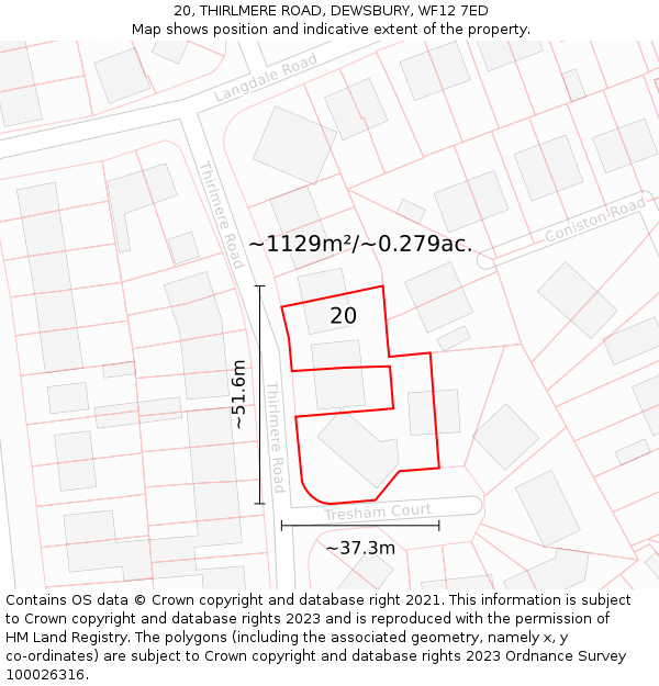 20, THIRLMERE ROAD, DEWSBURY, WF12 7ED: Plot and title map