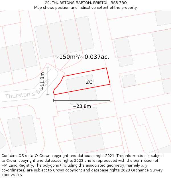 20, THURSTONS BARTON, BRISTOL, BS5 7BQ: Plot and title map