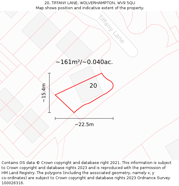 20, TIFFANY LANE, WOLVERHAMPTON, WV9 5QU: Plot and title map