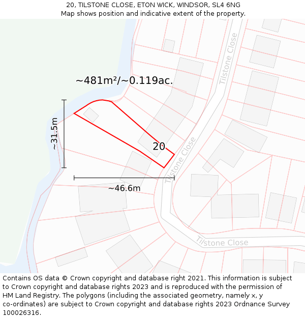 20, TILSTONE CLOSE, ETON WICK, WINDSOR, SL4 6NG: Plot and title map
