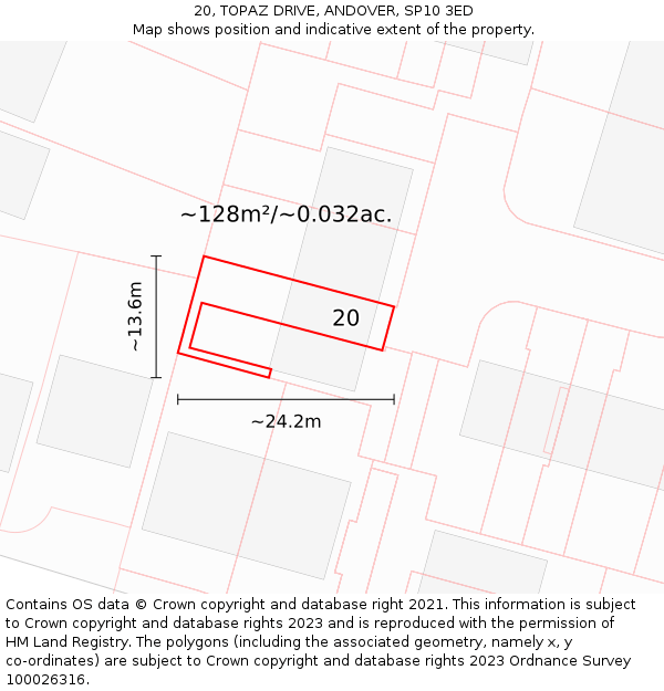 20, TOPAZ DRIVE, ANDOVER, SP10 3ED: Plot and title map