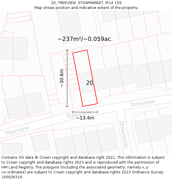 20, TREEVIEW, STOWMARKET, IP14 1SS: Plot and title map