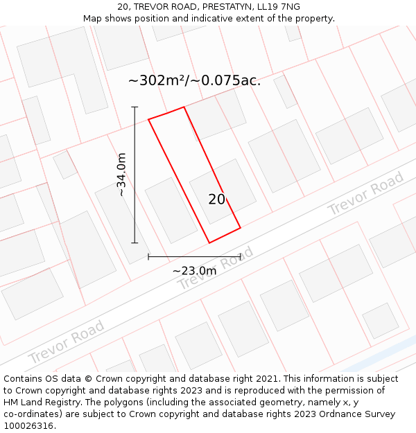 20, TREVOR ROAD, PRESTATYN, LL19 7NG: Plot and title map