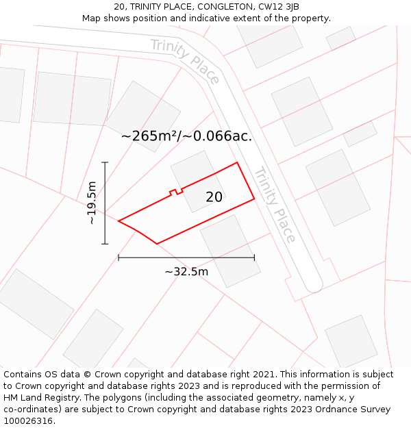 20, TRINITY PLACE, CONGLETON, CW12 3JB: Plot and title map