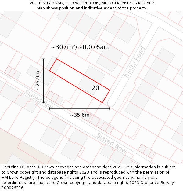 20, TRINITY ROAD, OLD WOLVERTON, MILTON KEYNES, MK12 5PB: Plot and title map