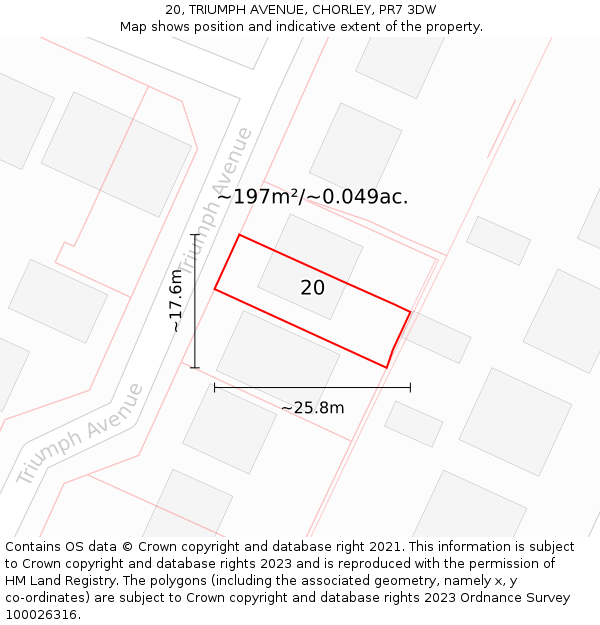 20, TRIUMPH AVENUE, CHORLEY, PR7 3DW: Plot and title map