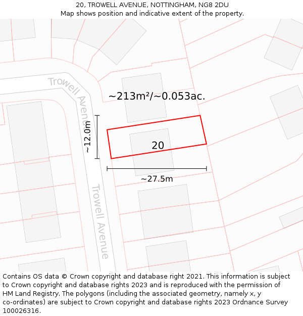 20, TROWELL AVENUE, NOTTINGHAM, NG8 2DU: Plot and title map