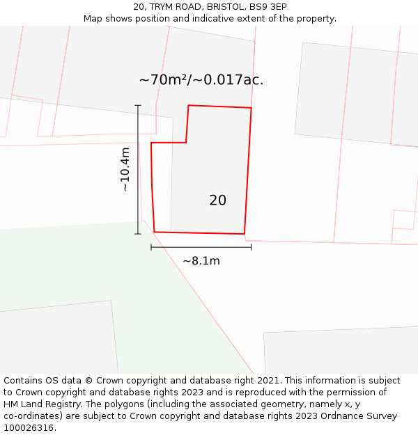 20, TRYM ROAD, BRISTOL, BS9 3EP: Plot and title map