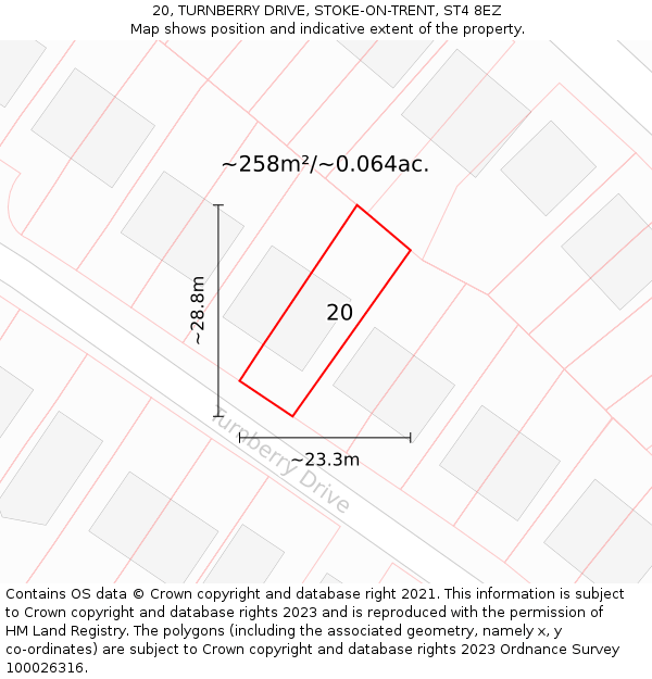 20, TURNBERRY DRIVE, STOKE-ON-TRENT, ST4 8EZ: Plot and title map