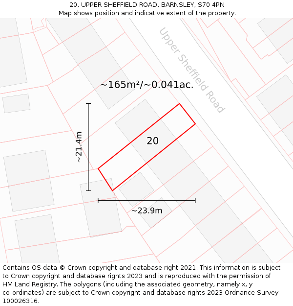 20, UPPER SHEFFIELD ROAD, BARNSLEY, S70 4PN: Plot and title map