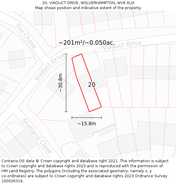 20, VIADUCT DRIVE, WOLVERHAMPTON, WV6 0UX: Plot and title map