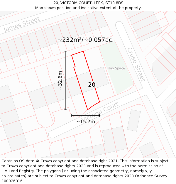 20, VICTORIA COURT, LEEK, ST13 8BS: Plot and title map