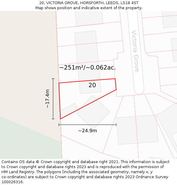 20, VICTORIA GROVE, HORSFORTH, LEEDS, LS18 4ST: Plot and title map