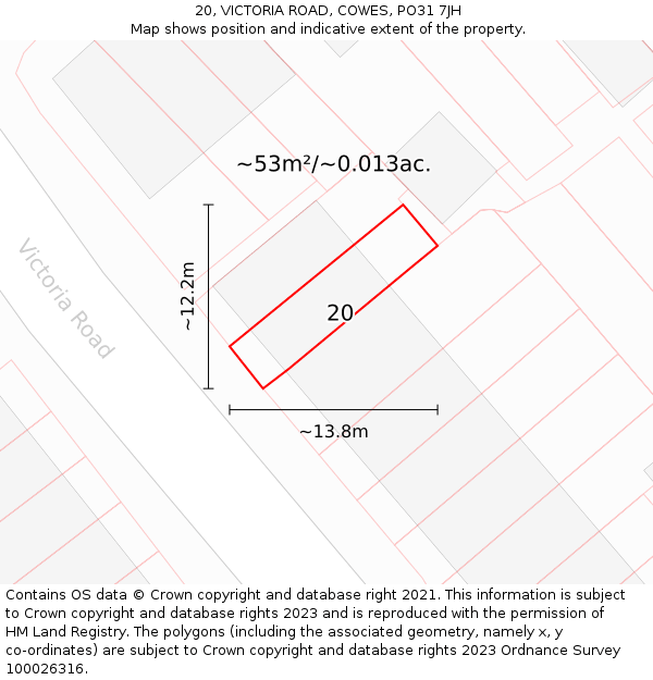 20, VICTORIA ROAD, COWES, PO31 7JH: Plot and title map